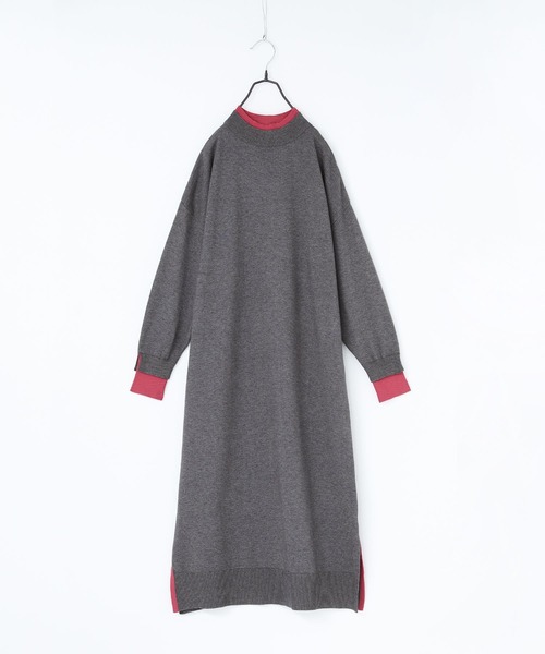 n'OrLABEL(ノアールレーベル)の「配色ハイネックニットワンピース(ワンピース・レディース・ブラック/カーキ/杢グレー・FREE)」の5枚目の写真