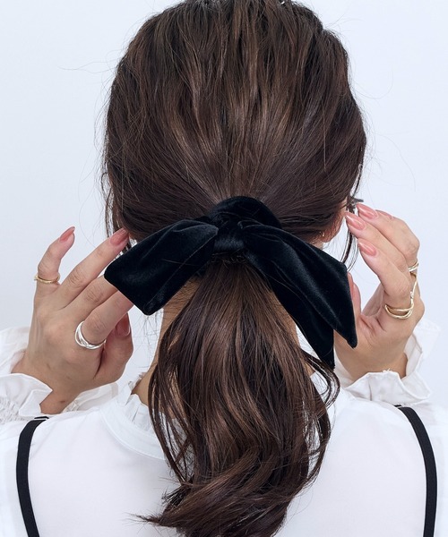 片結びリボンベロアシュシュ（シュシュ）｜Heartdance（ハートダンス