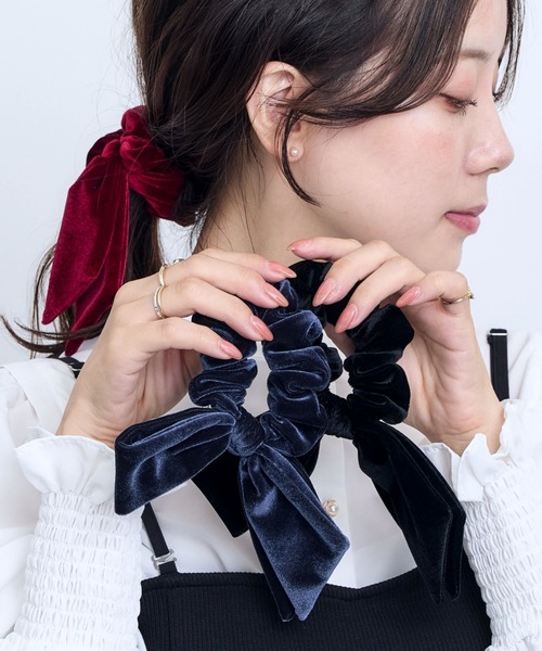 セール】片結びリボンベロアシュシュ（シュシュ）｜Heartdance（ハート