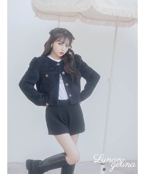 Lunangelina(ルナアンヘリナ)の「Cable Knit Short Pants(その他パンツ・レディース・ブラック・フリー)」の7枚目の写真