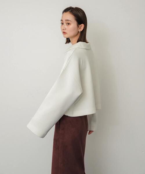SENSE OF PLACE by URBAN RESEARCH(センスオブプレイスバイアーバンリサーチ)の「ワイドスリーブエリツキクロップドトップ(Tシャツ/カットソー・レディース・ベージュ/ブラック/アイボリー・ONE)」の4枚目の写真