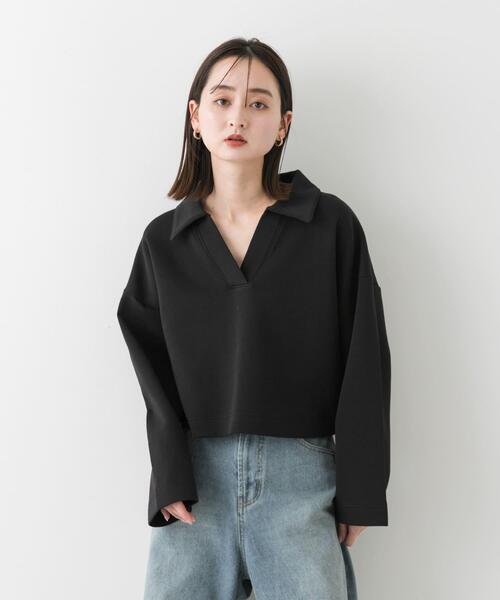 SENSE OF PLACE by URBAN RESEARCH(センスオブプレイスバイアーバンリサーチ)の「ワイドスリーブエリツキクロップドトップ(Tシャツ/カットソー・レディース・ベージュ/ブラック/アイボリー・ONE)」の12枚目の写真