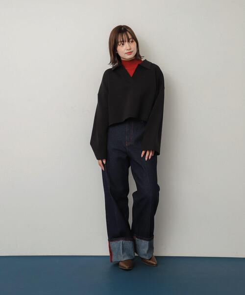 SENSE OF PLACE by URBAN RESEARCH(センスオブプレイスバイアーバンリサーチ)の「ワイドスリーブエリツキクロップドトップ(Tシャツ/カットソー・レディース・ベージュ/ブラック/アイボリー・ONE)」の22枚目の写真