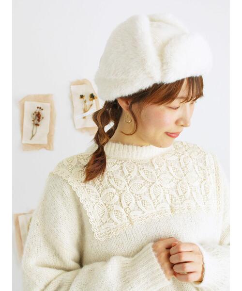 Samansa Mos2(サマンサ モスモス)の「前後着レース貼りニット(カーディガン/ボレロ・レディース・チャコールグレー/キナリ/モカ・F)」の7枚目の写真