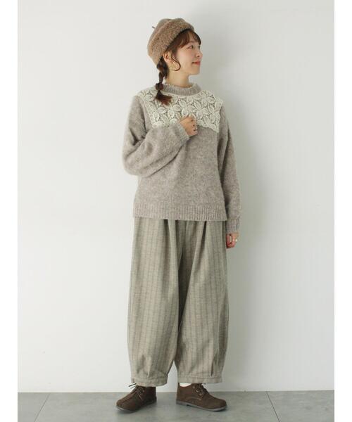 Samansa Mos2(サマンサ モスモス)の「前後着レース貼りニット(カーディガン/ボレロ・レディース・チャコールグレー/キナリ/モカ・F)」の14枚目の写真