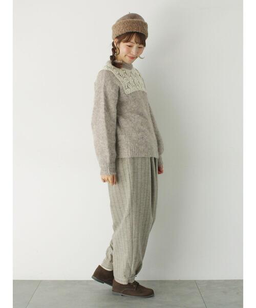 Samansa Mos2(サマンサ モスモス)の「前後着レース貼りニット(カーディガン/ボレロ・レディース・チャコールグレー/キナリ/モカ・F)」の15枚目の写真