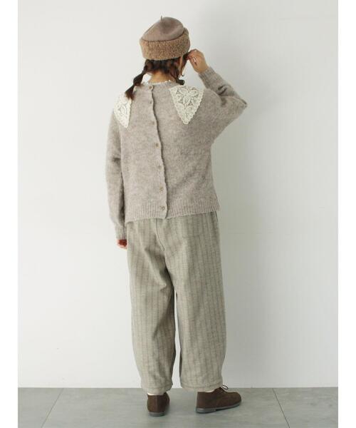 Samansa Mos2(サマンサ モスモス)の「前後着レース貼りニット(カーディガン/ボレロ・レディース・チャコールグレー/キナリ/モカ・F)」の16枚目の写真