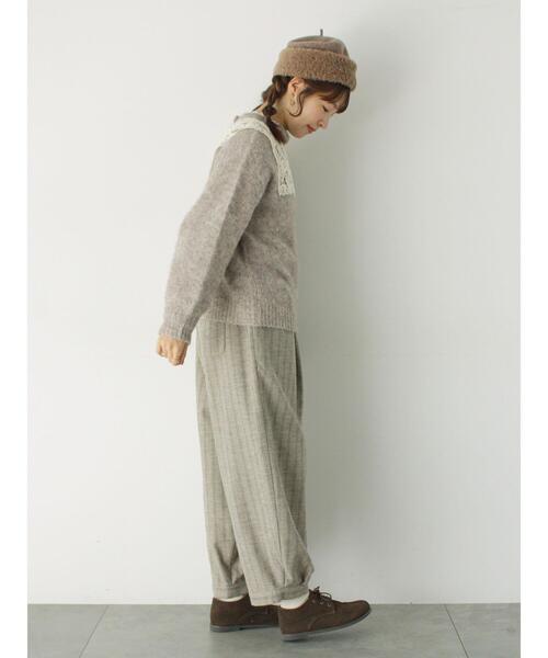 Samansa Mos2(サマンサ モスモス)の「前後着レース貼りニット(カーディガン/ボレロ・レディース・チャコールグレー/キナリ/モカ・F)」の17枚目の写真