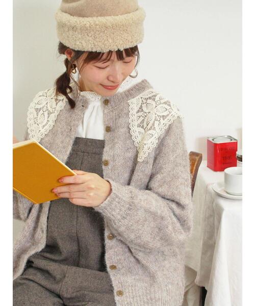 Samansa Mos2(サマンサ モスモス)の「前後着レース貼りニット(カーディガン/ボレロ・レディース・チャコールグレー/キナリ/モカ・F)」の19枚目の写真