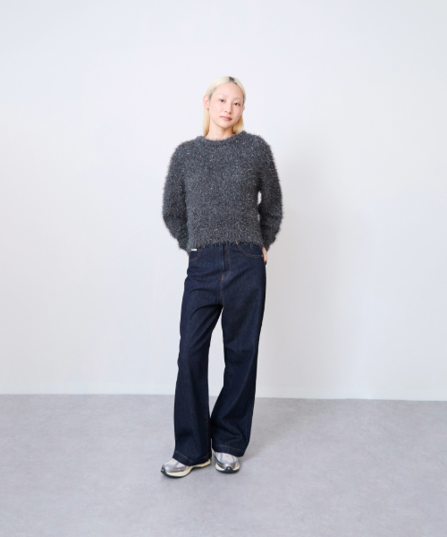 LUKU nari(ルクナーリ)の「フリンジニットプルオーバー(ニット/セーター・レディース・チャコール/ベージュ・F)」の5枚目の写真