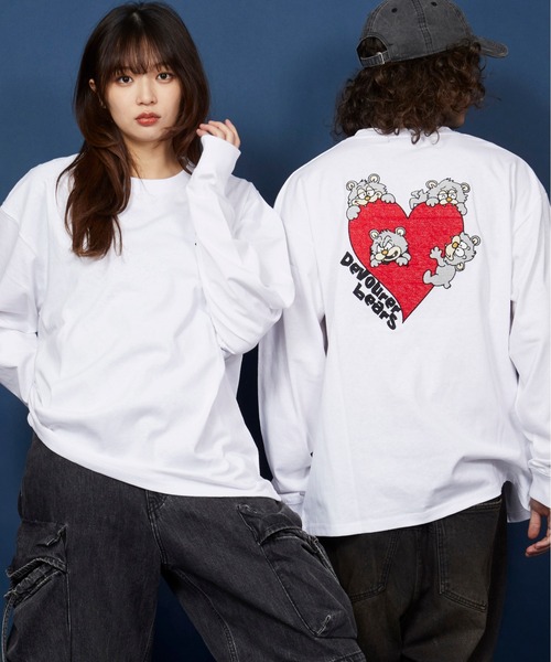 セール】オーバーサイズ 刺繍 ロングTシャツ 綿100％/embroidery