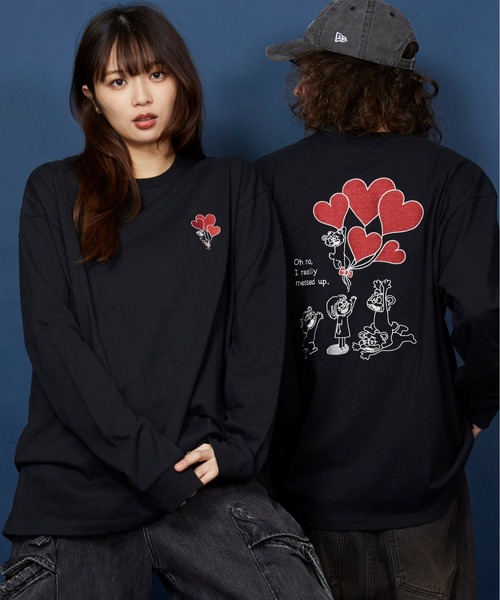 セール】オーバーサイズ 刺繍 ロングTシャツ 綿100％/embroidery