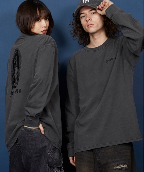 セール】オーバーサイズ 刺繍 ロングTシャツ 綿100％/embroidery