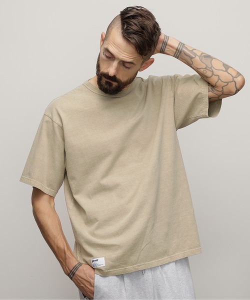 Schott(ショット)の「Schott/ショット/PIGMENT OD SS T-SHIRT/ピグメント オーバーダイ Tシャツ(Tシャツ/カットソー・メンズ・ブラック/ブルーグレー/ブラウン系その他/オフホワイト/ナチュラル/セージグリーン・S/M/L/XL/2XL)」の5枚目の写真