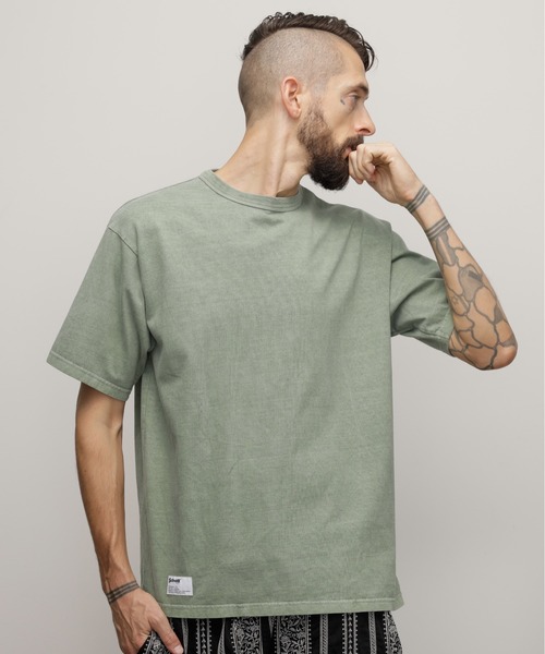 Schott(ショット)の「Schott/ショット/PIGMENT OD SS T-SHIRT/ピグメント オーバーダイ Tシャツ(Tシャツ/カットソー・メンズ・ブラック/ブルーグレー/ブラウン系その他/オフホワイト/ナチュラル/セージグリーン・S/M/L/XL/2XL)」の6枚目の写真