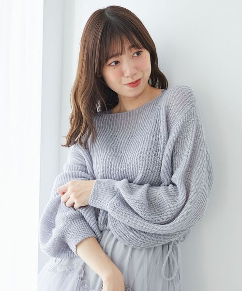 MAJESTIC LEGON(マジェスティックレゴン)の「キラキラドロストメッシュニット(ニット/セーター・レディース・ブルー/アイボリー/ピンク/イエロー・MEDIUM)」の3枚目の写真