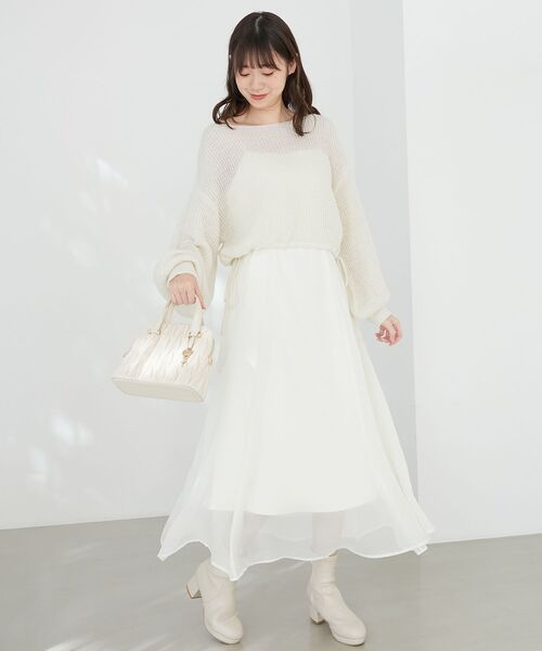 MAJESTIC LEGON(マジェスティックレゴン)の「キラキラドロストメッシュニット(ニット/セーター・レディース・ブルー/アイボリー/ピンク/イエロー・MEDIUM)」の6枚目の写真