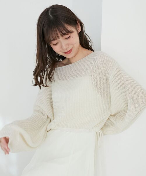 MAJESTIC LEGON(マジェスティックレゴン)の「キラキラドロストメッシュニット(ニット/セーター・レディース・ブルー/アイボリー/ピンク/イエロー・MEDIUM)」の9枚目の写真