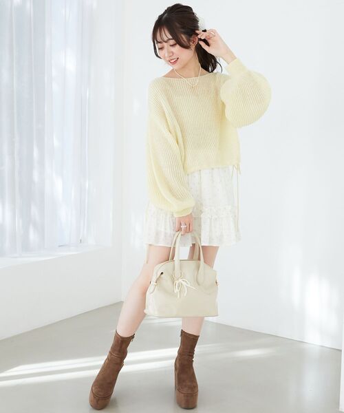 MAJESTIC LEGON(マジェスティックレゴン)の「キラキラドロストメッシュニット(ニット/セーター・レディース・ブルー/アイボリー/ピンク/イエロー・MEDIUM)」の13枚目の写真