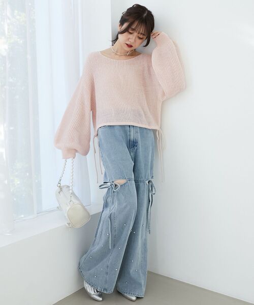 MAJESTIC LEGON(マジェスティックレゴン)の「キラキラドロストメッシュニット(ニット/セーター・レディース・ブルー/アイボリー/ピンク/イエロー・MEDIUM)」の20枚目の写真