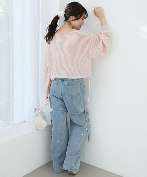 MAJESTIC LEGON(マジェスティックレゴン)の「キラキラドロストメッシュニット(ニット/セーター・レディース・ブルー/アイボリー/ピンク/イエロー・MEDIUM)」の22枚目の写真