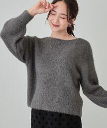 DRESKIP | 【S-LL】大人上品な ラメフェザー ボートネックニット(ニット/セーター)