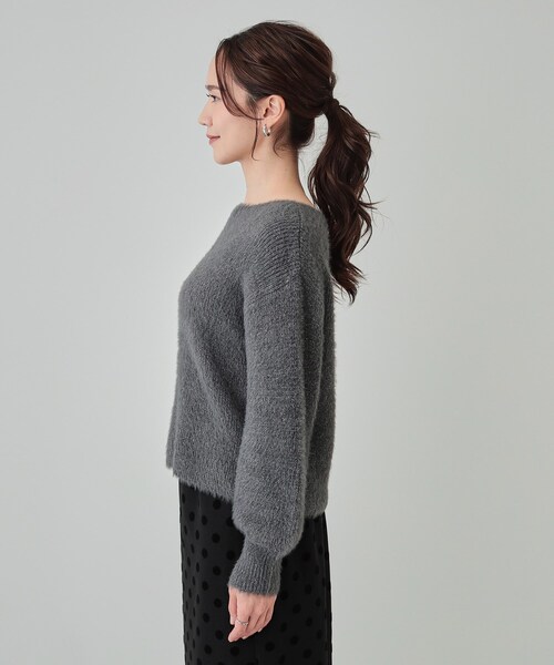 DRESKIP（ドレスキップ）の「◆【S-LL】大人上品な ラメフェザー ボートネックニット（ニット/セーター・レディース・オフホワイト/ブルー/チャコールグレー/ライトグレー・01/02/03/04）」の22枚目の写真