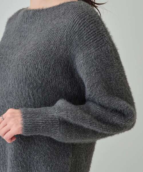 セール】【S-LL】大人上品な ラメフェザー ボートネックニット（ニット