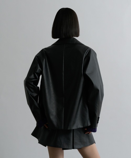 Ellno Loset(エルノロゼット)の「合皮アソートダブルテーラードジャケット / SETUP対応(テーラードジャケット・メンズ・ブラック/チャコールグレー・X-SMALL/SMALL/MEDIUM/LARGE)」の16枚目の写真
