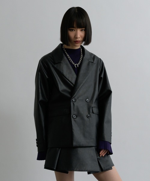 Ellno Loset(エルノロゼット)の「合皮アソートダブルテーラードジャケット / SETUP対応(テーラードジャケット・メンズ・ブラック/チャコールグレー・X-SMALL/SMALL/MEDIUM/LARGE)」の18枚目の写真