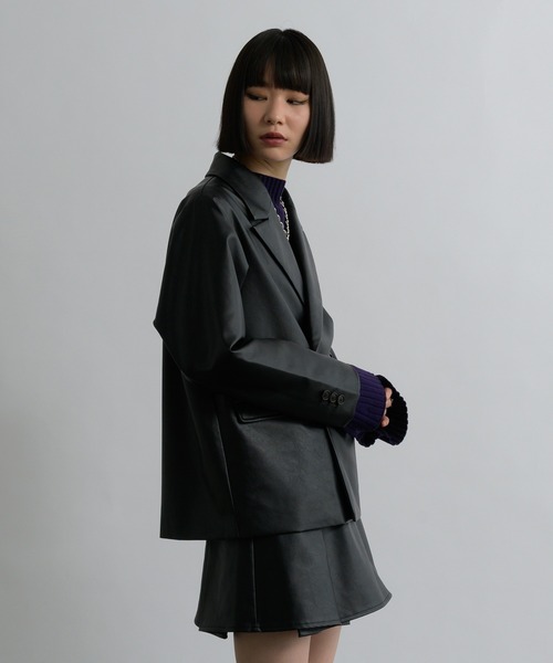 Ellno Loset(エルノロゼット)の「合皮アソートダブルテーラードジャケット / SETUP対応(テーラードジャケット・メンズ・ブラック/チャコールグレー・X-SMALL/SMALL/MEDIUM/LARGE)」の19枚目の写真