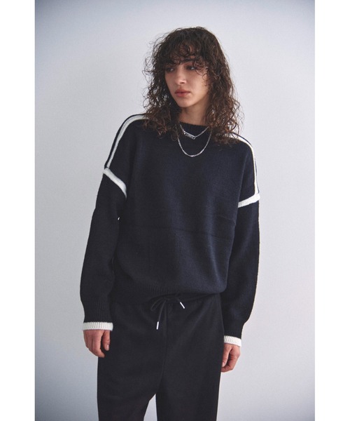 Solace(ソレイス)の「バイカラーラインニット(ニット/セーター・レディース・ホワイト/グリーン/グレー/ブラック・FREE)」の18枚目の写真