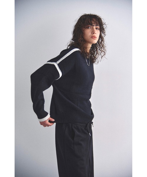 Solace(ソレイス)の「バイカラーラインニット(ニット/セーター・レディース・ホワイト/グリーン/グレー/ブラック・FREE)」の17枚目の写真