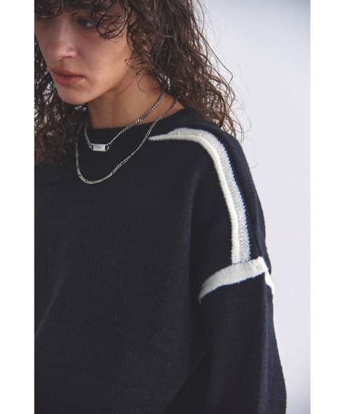 Solace(ソレイス)の「バイカラーラインニット(ニット/セーター・レディース・ホワイト/グリーン/グレー/ブラック・FREE)」の14枚目の写真
