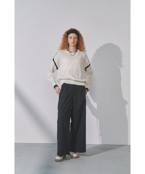 Solace(ソレイス)の「バイカラーラインニット(ニット/セーター・レディース・ホワイト/グリーン/グレー/ブラック・FREE)」の6枚目の写真