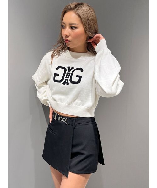 GYDA(ジェイダ)の「Symmetry GYDAインターシャニットトップス(ニット/セーター・レディース・ブラック/オフホワイト/ベビーピンク・FREE)」の4枚目の写真