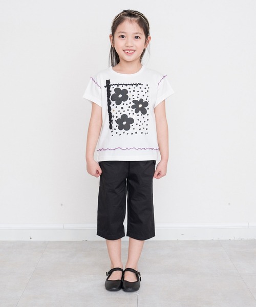 RAGMART（ラグマート）の「フラワーモチーフTシャツ（Tシャツ/カットソー・キッズ・オフホワイト/ブラック・100cm/110cm/130cm/120cm）」の4枚目の写真