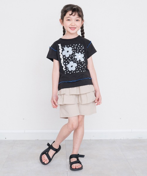 RAGMART（ラグマート）の「フラワーモチーフTシャツ（Tシャツ/カットソー・キッズ・オフホワイト/ブラック・100cm/110cm/130cm/120cm）」の9枚目の写真