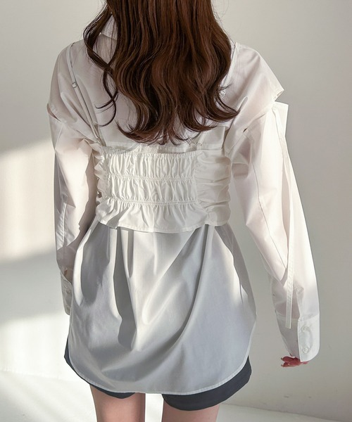 Heather(ヘザー)の「ビスチェSETチュニックシャツ 324813(シャツ/ブラウス・レディース・オフホワイト/ブルー系その他/チャコールグレー・FREE)」の22枚目の写真