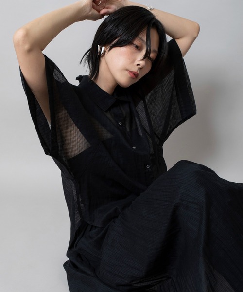 Munich(ミューニック)の「【KOTA CHECK】シャーリングネックシャツ(シャツ/ブラウス・レディース・ライトベージュ/ブラック/ダークオレンジ・FREE)」の11枚目の写真