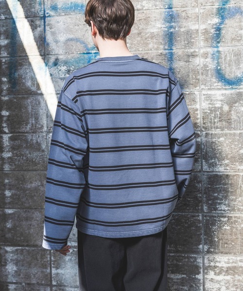 PBLIM（ページボーイリム）の「【UNISEX】ピグメントボーダー（Tシャツ/カットソー・レディース・チャコールグレー/ネイビー・MEDIUM/LARGE）」の13枚目の写真