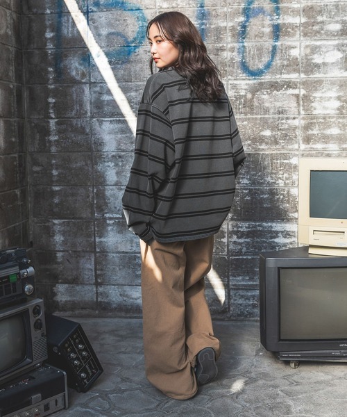 PBLIM（ページボーイリム）の「【UNISEX】ピグメントボーダー（Tシャツ/カットソー・レディース・チャコールグレー/ネイビー・MEDIUM/LARGE）」の4枚目の写真