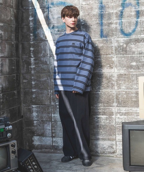 PBLIM（ページボーイリム）の「【UNISEX】ピグメントボーダー（Tシャツ/カットソー・レディース・チャコールグレー/ネイビー・MEDIUM/LARGE）」の5枚目の写真