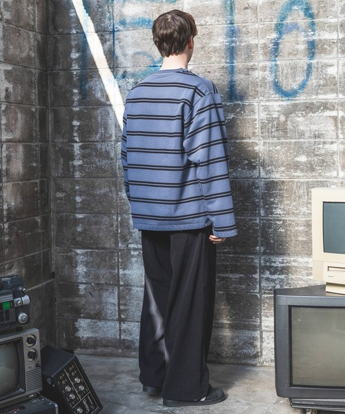 PBLIM（ページボーイリム）の「【UNISEX】ピグメントボーダー（Tシャツ/カットソー・レディース・チャコールグレー/ネイビー・MEDIUM/LARGE）」の6枚目の写真