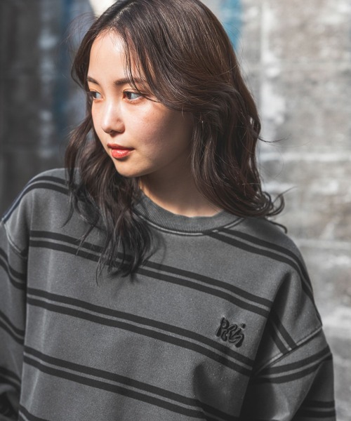 PBLIM（ページボーイリム）の「【UNISEX】ピグメントボーダー（Tシャツ/カットソー・レディース・チャコールグレー/ネイビー・MEDIUM/LARGE）」の9枚目の写真