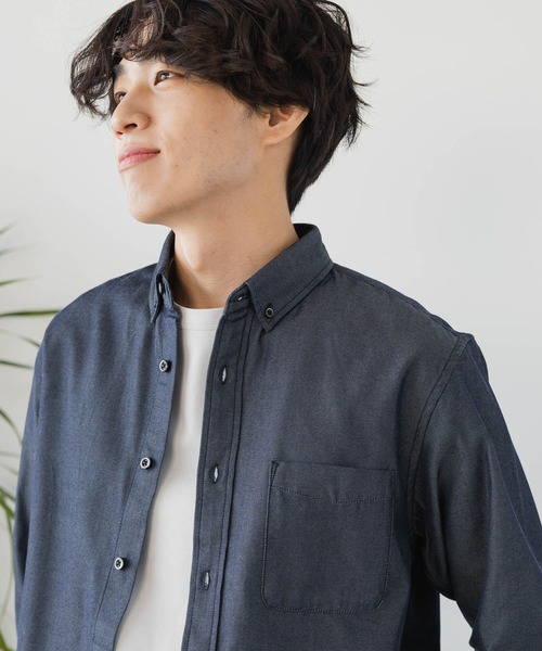 GLOBAL WORK(グローバルワーク)の「イージーケアクリーンデニムシャツ/147182(シャツ/ブラウス・メンズ・ライトインディゴブルー/ダークインディゴブルー・SMALL/MEDIUM/LARGE/X-LARGE)」の13枚目の写真