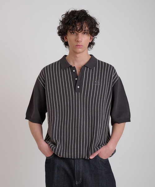 Regen Glanz([QOc)striped polo knit/XgCv|jbg(jbg/Z[^[)