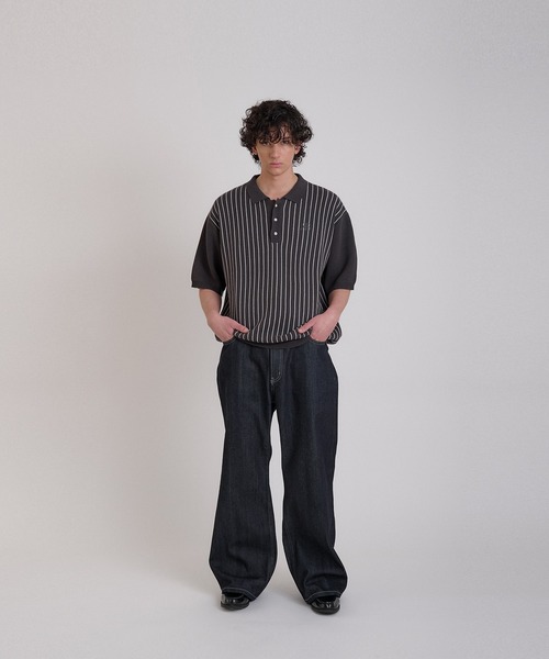 【ラルフローレン】インターシャ ニット ツートン ポンチョ ジャストフィット ポロカラー ボーダー柄 ニット MY2145