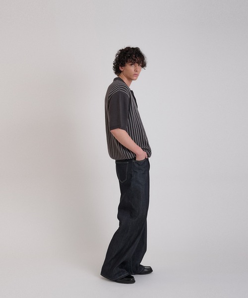 Regen Glanz(レーゲングランツ)の「striped polo knit/ストライプポロニット(ニット/セーター・メンズ・ネイビー/チャコールグレー・MEDIUM/LARGE)」の11枚目の写真