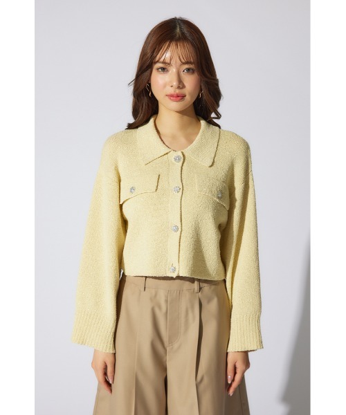 rienda（リエンダ）の「ビジューニットジャケット（テーラードジャケット・レディース・ブラック/イエロー/ホワイト・FREE）」の18枚目の写真